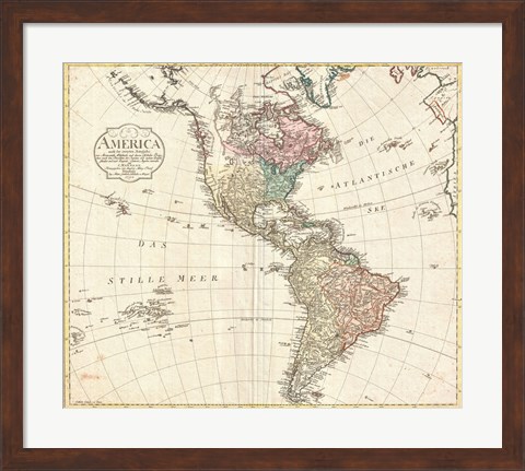 Framed 1795 D&#39;Anville Wall Map of South America Print