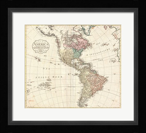 Framed 1795 D'Anville Wall Map of South America Print