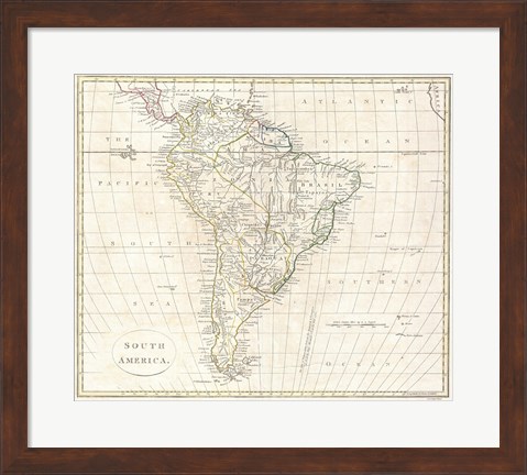 Framed 1796 Mannert Map of North America and South America Print