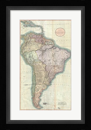 Framed 1806 Close up Cary Map of the Western Hemisphere Print