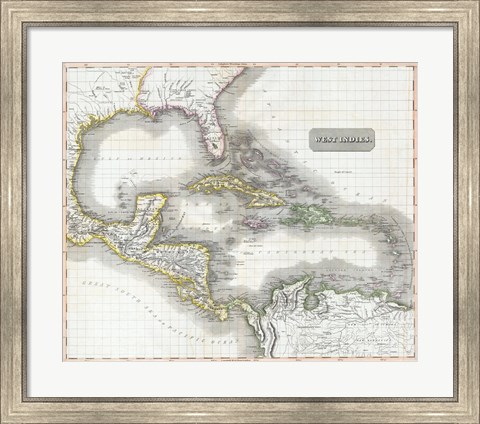 Framed 1807 Cary Map of South America Print