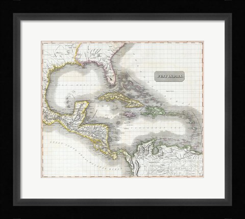 Framed 1807 Cary Map of South America Print