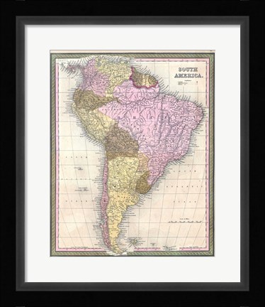 Framed 1850 Mitchell Map of South America - Geographicus Print