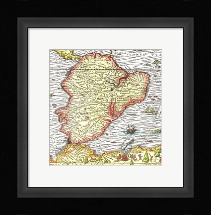 Framed Map of South America 1575 Print