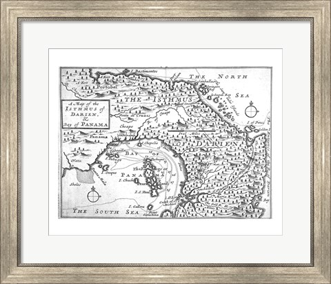 Framed Map of the Isthmus of Darien and Panama Print
