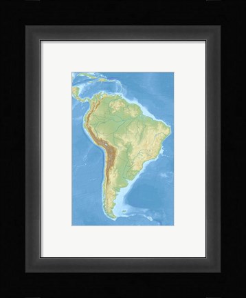 Framed South America relief location map Print