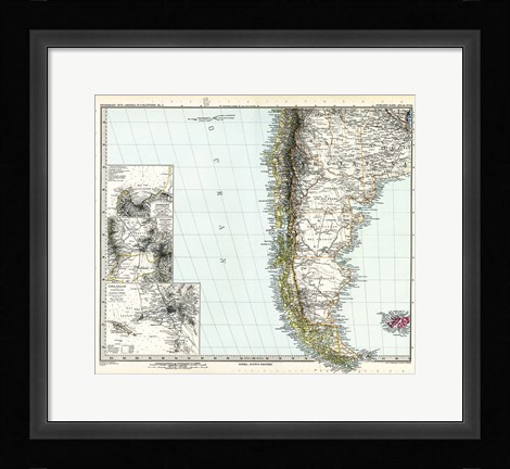 Framed Stielers Hand atlas 1891 Print