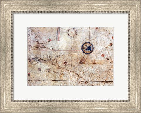 Framed Vesconte Maggiolo. World chart, from eastern coasts of America to India Print