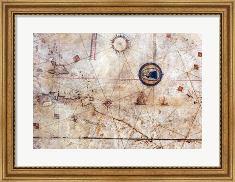 Framed Vesconte Maggiolo. World chart, from eastern coasts of America to India Print