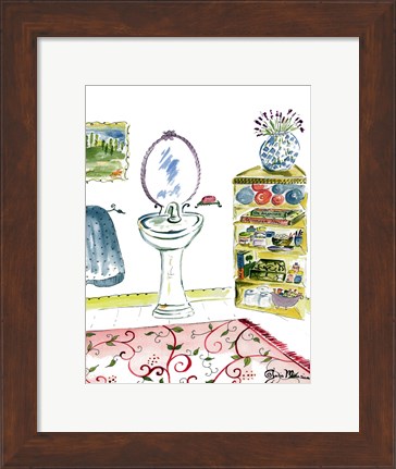 Framed Girl Bathroom II Print