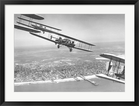Framed U.S. Army Air Corps Curtiss B-2 Condor bombers flying over Atlantic City Print