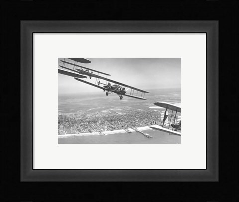 Framed U.S. Army Air Corps Curtiss B-2 Condor bombers flying over Atlantic City Print
