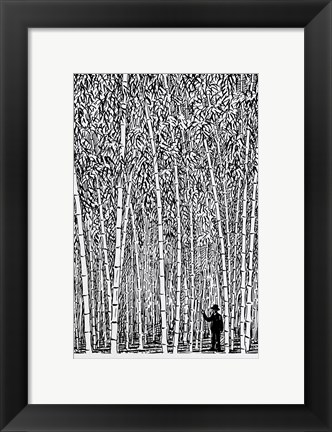 Framed Man and Bamboo Print