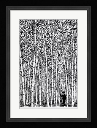 Framed Man and Bamboo Print
