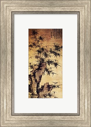 Framed Xia Chang-Bamboo and Stone Print