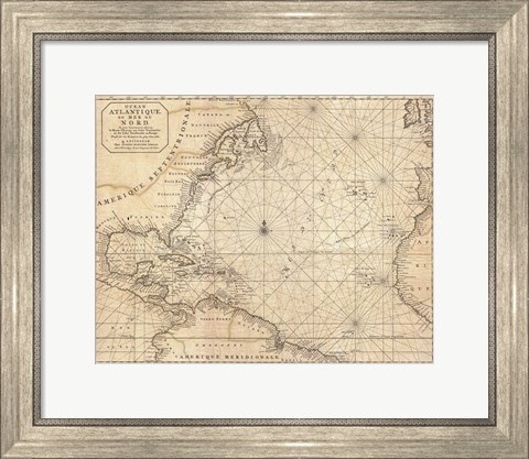 Framed 1683 Mortier Map of North America, the West Indies, and the Atlantic Ocean Print