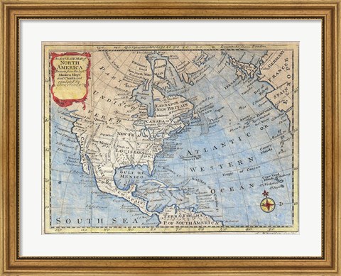 Framed 1747 Bowen Map of North America Print