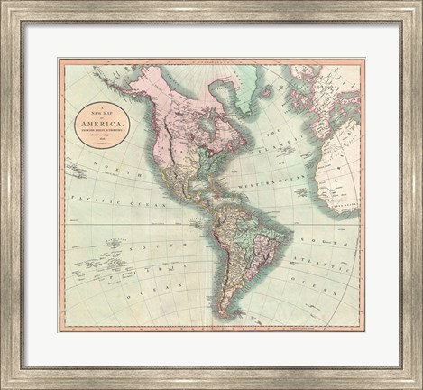 Framed 1806 Cary Map of the Western Hemisphere Print