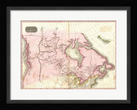 Framed 1818 Pinkerton Map of British North America Print