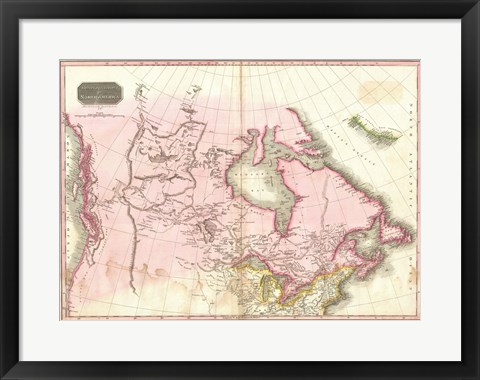 Framed 1818 Pinkerton Map of British North America Print