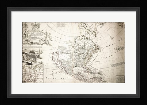 Framed John Lord Sommers Map of North America Print