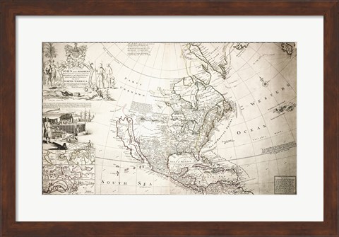 Framed John Lord Sommers Map of North America Print