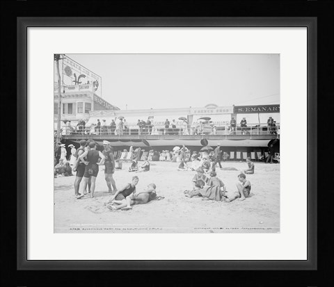 Framed Boardwalk from the beach, Atlantic City, NJ Print