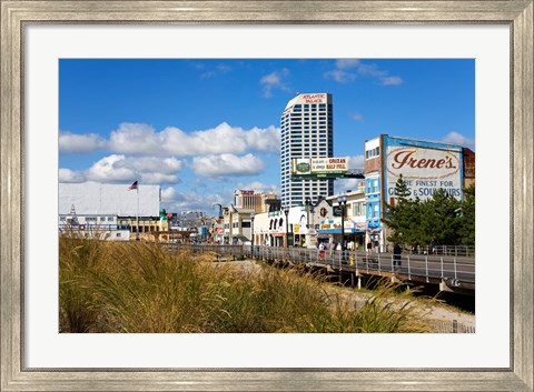 Framed Boardwalk Stores, Atlantic City, New Jersey, USA Print