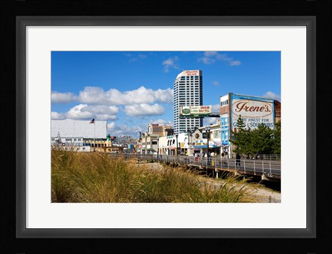 Framed Boardwalk Stores, Atlantic City, New Jersey, USA Print