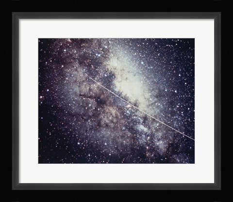 Framed Echo Satellite Trail  In Milky Way Print