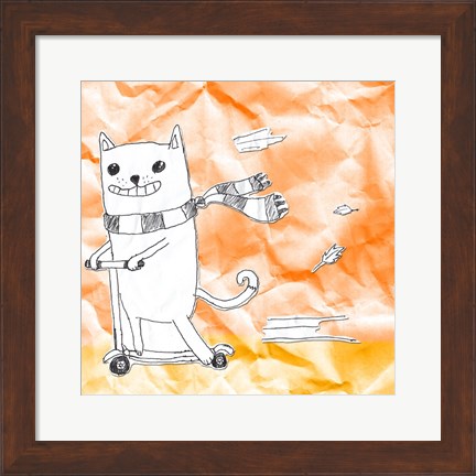 Framed Skateboarding Cat II Print