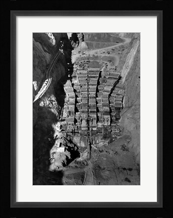 Framed Dam structure as seen from skip on 150-ton cableway. View is made on center line of structure from elevation 1000 Print