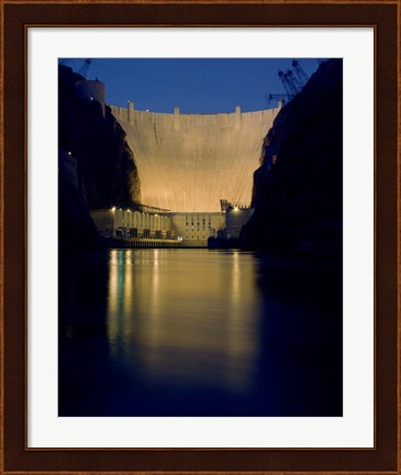 Framed Hoover Dam at night Print