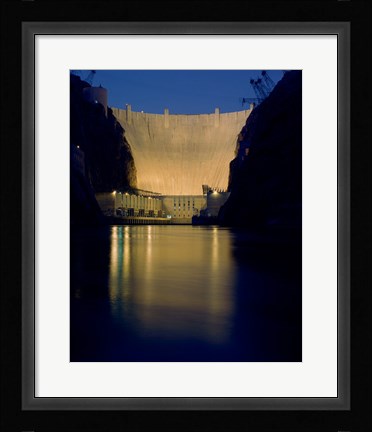 Framed Hoover Dam at night Print