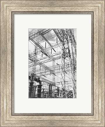 Framed Photograph Looking Up at Wires of the Boulder Dam Power Units, 1941 Print