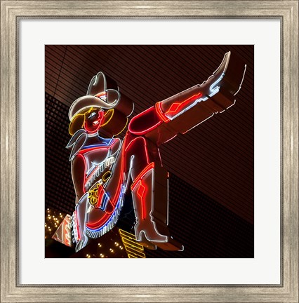 Framed Glitter Girl neon sign at the Freemont Street Experience Print