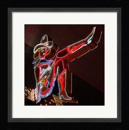 Framed Glitter Girl neon sign at the Freemont Street Experience Print