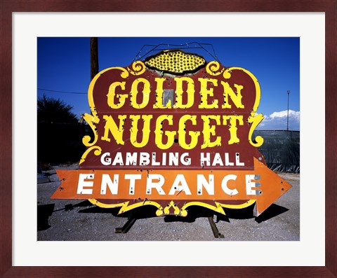 Framed Golden Nugget historic casino sign in the Neon Boneyard, Las Vegas Print
