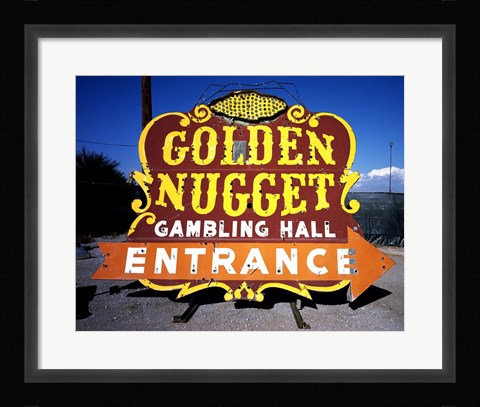 Framed Golden Nugget historic casino sign in the Neon Boneyard, Las Vegas Print