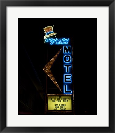 Framed High Hat historic motel, Las Vegas, Nevada Print