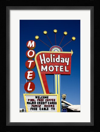 Framed Holiday Motel Sign, Las Vegas, Nevada Print