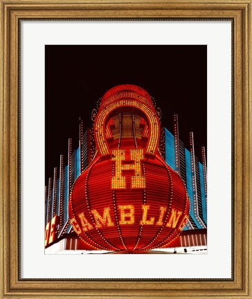 Framed Neon gambling sign on Freemont Street in historic Las Vegas Print