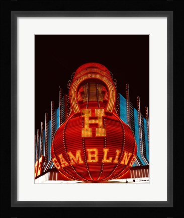 Framed Neon gambling sign on Freemont Street in historic Las Vegas Print