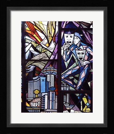 Framed Stained glass window in the Guardian Angel Cathedral, Las Vegas, Nevada Print