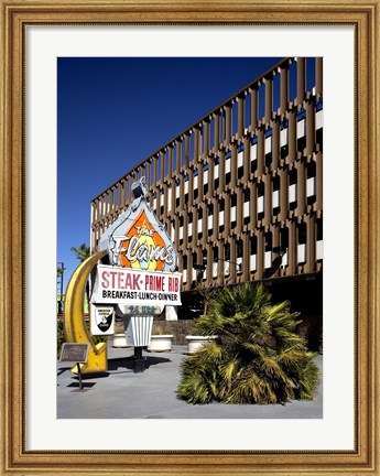 Framed Flame Restaurant sign Freemont street Las Vegas Print