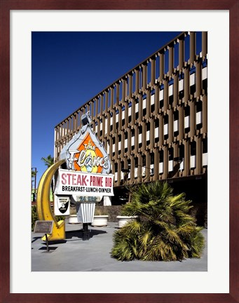 Framed Flame Restaurant sign Freemont street Las Vegas Print