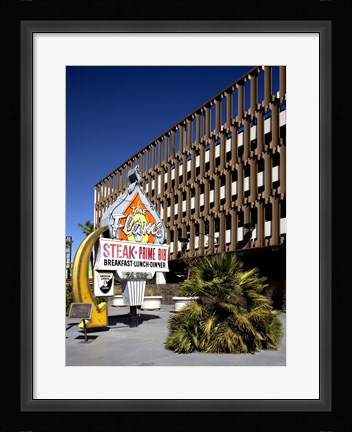 Framed Flame Restaurant sign Freemont street Las Vegas Print