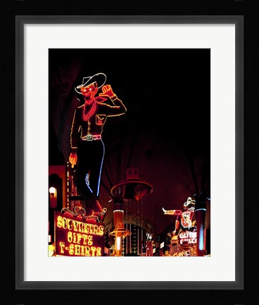 Framed Vegas Vic on Freemont Street in Las Vegas Print