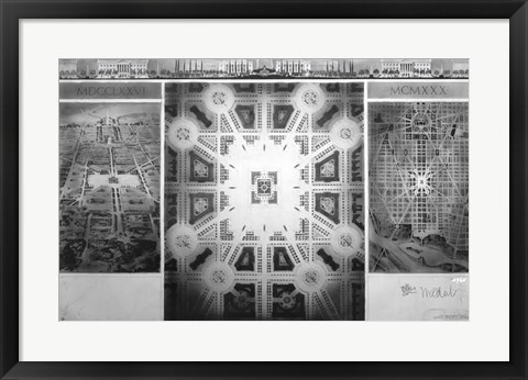 Framed Proposed drawing for Independence Square, Washington Memorial III Print