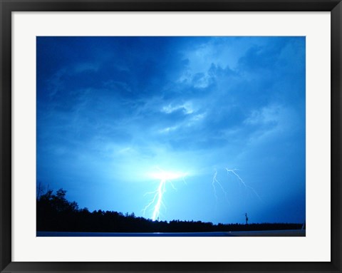 Framed Lightning Over Edson Print